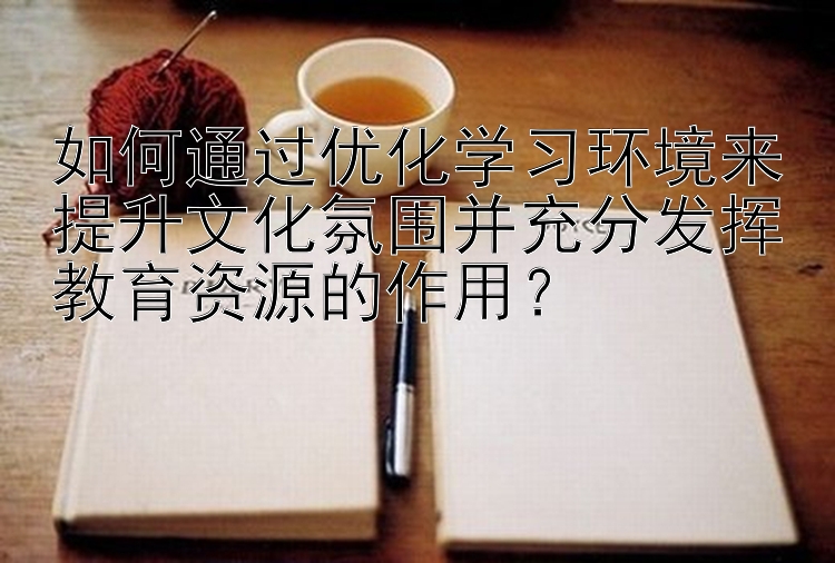 如何通过优化学习环境来提升文化氛围并充分发挥教育资源的作用？