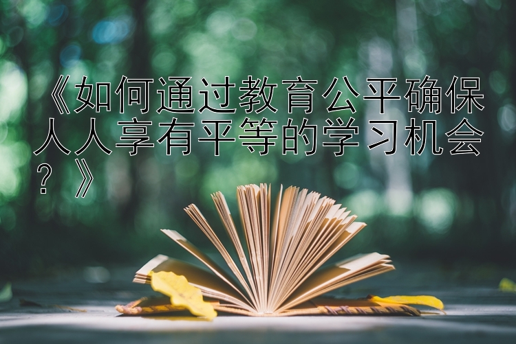 《如何通过教育公平确保人人享有平等的学习机会？》