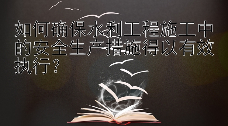 如何确保水利工程施工中的安全生产措施得以有效执行？